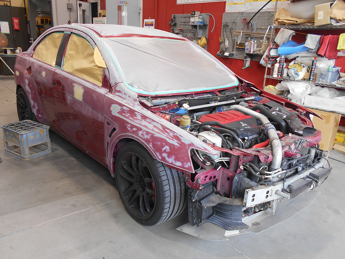 マスキングして下地を施工